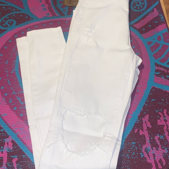 Aphrodite NWT High Waisted White Distressed Jeans - Picture 3 of 8